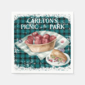 ピクニックインザパークグリーンプレイドボーイズ誕生日 スタンダードカクテルナプキン (正面)