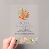 ピクニックインザパークバスケットフローラブライダルシャワー アクリル招待状 (インサイチュ (ポータブル))