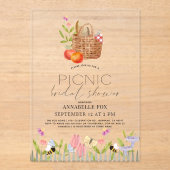 ピクニックインザパークバスケットフローラブライダルシャワー アクリル招待状 (正面)