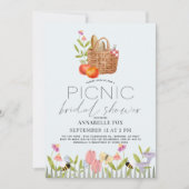 ピクニックインザパークバスケットフローラブライダルシャワー 招待状 (正面)