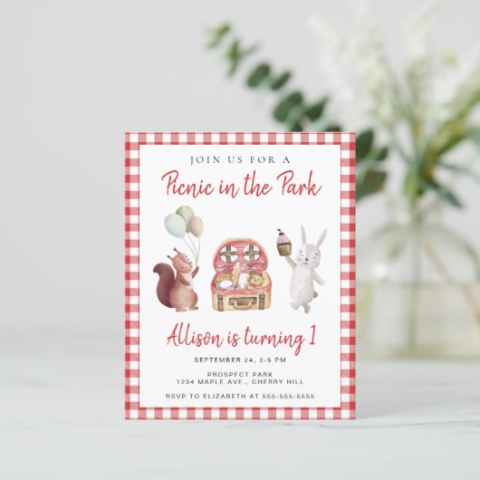 ピクニックインザパークバースデーパーティーバジェット招待状 (スタンド正面)
