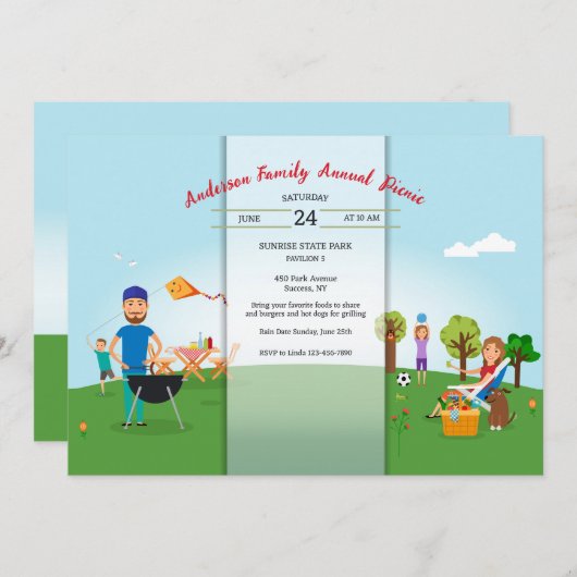 ピクニックインザパークファミリースタイル招待状 招待状 (正面/裏面)