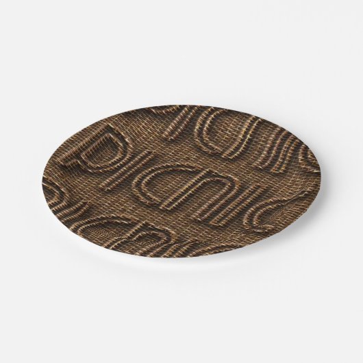 ピクニックウィッカールックタイポグラフィ紙パーティープレート ペーパープレート (アングル)