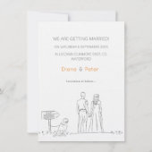 ピクニックガーデンミニマリスト白黒結婚ズ セーブザデート (裏面)