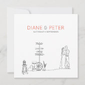 ピクニックガーデンミニマリスト白黒結婚ズ 招待状 (正面)