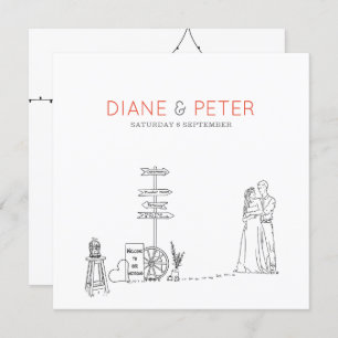 ピクニックガーデンミニマリスト白黒結婚ズ 招待状