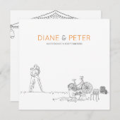 ピクニックガーデンミニマリスト白黒結婚ズ 招待状 (正面/裏面)