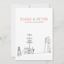 ピクニックガーデンミニマリスト白黒結婚ズ 招待状