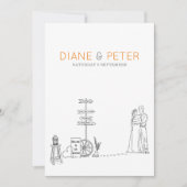 ピクニックガーデンミニマリスト白黒結婚ズ 招待状 (正面)