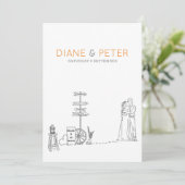 ピクニックガーデンミニマリスト白黒結婚ズ 招待状 (スタンド正面)