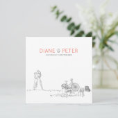 ピクニックガーデンミニマリスト白黒結婚ズ 招待状 (スタンド正面)