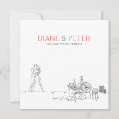 ピクニックガーデンミニマリスト白黒結婚ズ 招待状 (正面)