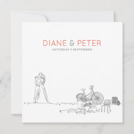 ピクニックガーデンミニマリスト白黒結婚ズ 招待状