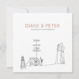 ピクニックガーデン ミニマリスト ブラックアンドホワイト ウェディング 招待状