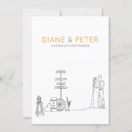 ピクニックガーデン ミニマリスト ブラックアンドホワイト ウェディング 招待状