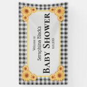 ピクニックギンガムヒマワリ赤ちゃんシャワーへようこそ 横断幕 (縦)