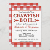 ピクニッククロウフィッシュ魚介類パーティー赤 招待状 (正面/裏面)