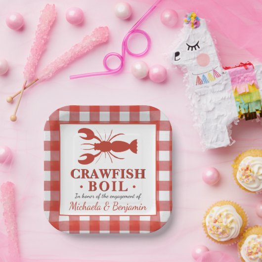ピクニッククロフィッシュボイルロブスターパーティー婚約赤 ペーパープレート (パーティー)