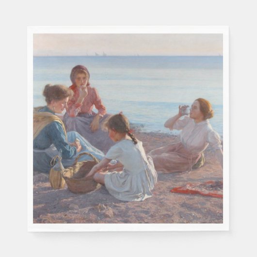 ピクニックスナックをビーチイタリアン（シーサイドシーン） スタンダードランチョンナプキン (正面)