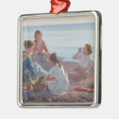 ピクニックスナックをビーチイタリアン（シーサイドシーン） メタルオーナメント (左)