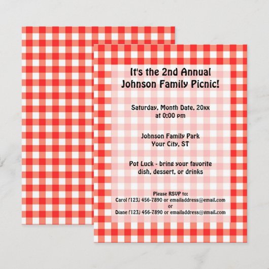 ピクニックタイム 招待状 (正面/裏面)