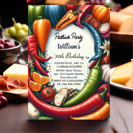 ピクニックチリ調理師オフPotluckパーティー30th誕生日 招待状