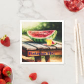 ピクニックテーブルのスイカ スタンダードカクテルナプキン (インサイチュ)