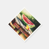 ピクニックテーブルのスイカ スタンダードカクテルナプキン (角)