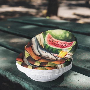 ピクニックテーブルのスイカ ペーパーボウル