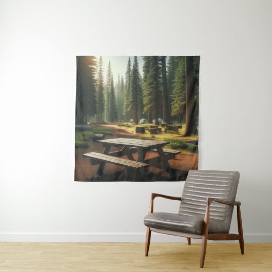 ピクニックテーブルキャンピングシーン タペストリー (インサイチュ)