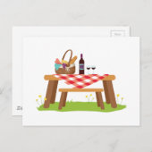 ピクニックテーブルバスケットワイン ポストカード (正面/裏面)