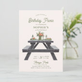 ピクニックテーブル サマー エレガント モダン 50歳の誕生日 招待状 (スタンド正面)