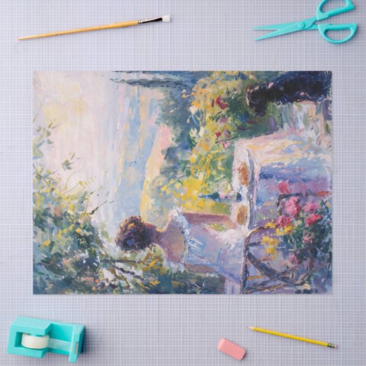 ピクニックデカップージを持つ印象派の女性 薄葉紙 (クラフト)