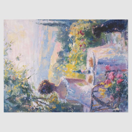 ピクニックデカップージを持つ印象派の女性 薄葉紙 (正面)