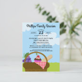 ピクニックバスケットの曇り空の家族会 インビテーションポストカード (スタンド正面)