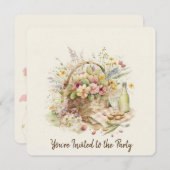 ピクニックバスケット 80歳の誕生日パーティー招待状 招待状 (正面/裏面)