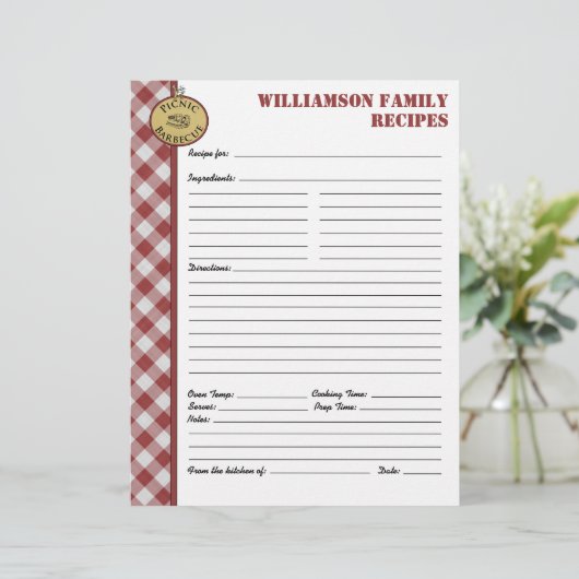 ピクニックバーベキュー赤市松模様にカスタムレシピページ (スタンド正面)