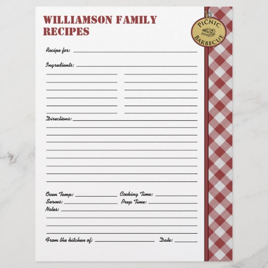 ピクニックバーベキュー赤市松模様にカスタムレシピページ (裏面)