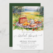 ピクニックパーク素朴フォレストメドウブライダルシャワー 招待状 (正面/裏面)