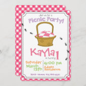 ピクニックパーティーの誕生日の招待状 招待状 (正面/裏面)