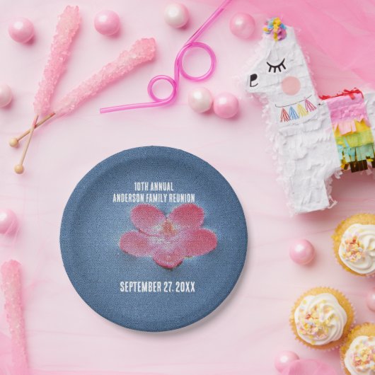 ピクニックピンクフラワーナショナルギャザリングファミリー懇親会 ペーパープレート (パーティー)