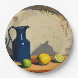 ピクニックプレート素朴- Jug Italianate Lemonsライム ペーパープレート