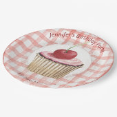 ピクニックプレート – キッズレトロさくらんぼカップケーキ ペーパープレート (アングル)