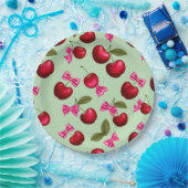 ピクニックプレート – ビッグはっきりしたさくらんぼ&ボウ ペーパープレート (パーティー)