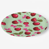 ピクニックプレート – ビッグはっきりしたさくらんぼ&ボウ ペーパープレート (アングル)