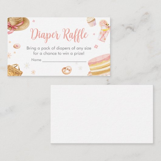 ピクニックベビーブランチ赤ちゃんシャワーおむつラッフル エンクロージャーカード (正面/裏面)
