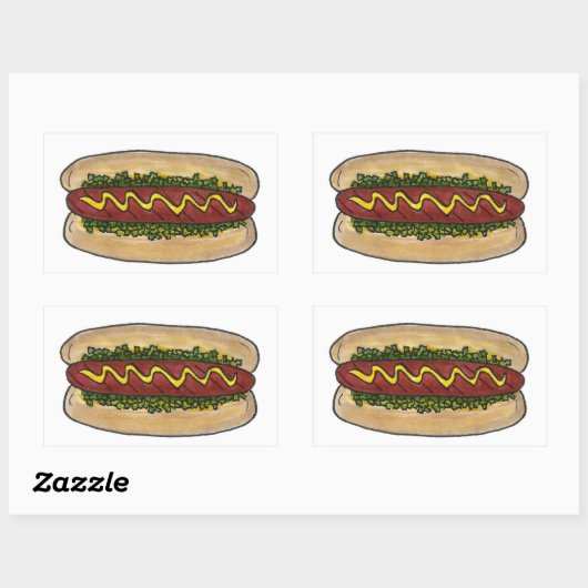 ピクニックホットドッグBunマスタードおいしいファーストフードホットドッグ 長方形シール (シート)