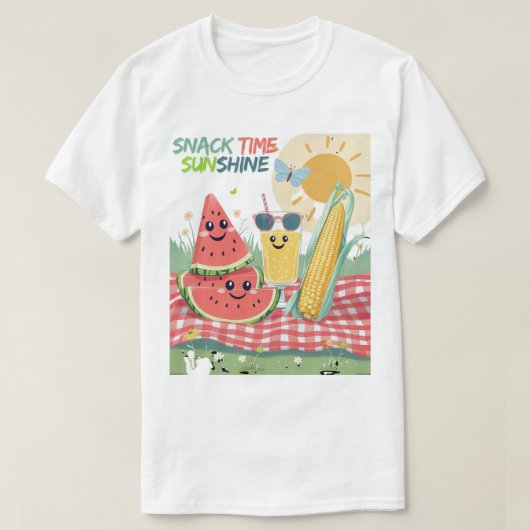 ピクニック仲間 - 夏のおやつチーム Tシャツ (デザイン正面)