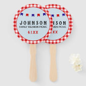 ピクニック懇親会レッド市松模様にテーブルクロス夏 ハンドファン (正面&裏面)