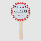 ピクニック懇親会レッド市松模様にテーブルクロス夏 ハンドファン (正面)